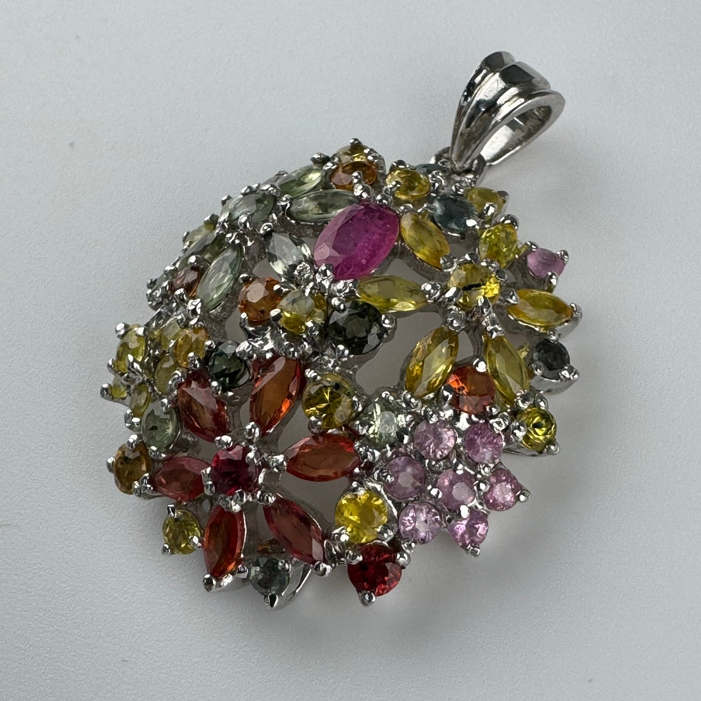 Multicolor Sapphire & Ruby Pendant in 925 Sterling Silver image 1