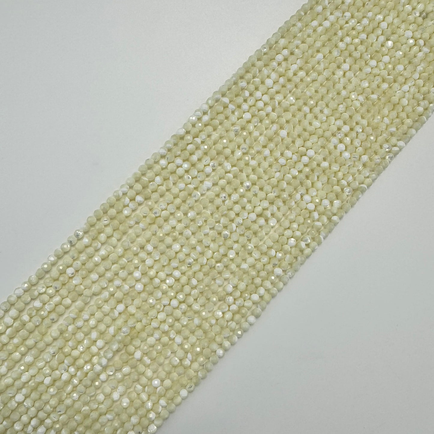 White Mother of Pearls Faceted Round Beads image 0