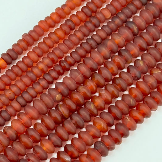 Carnelian Beads - Frosted Rondelle