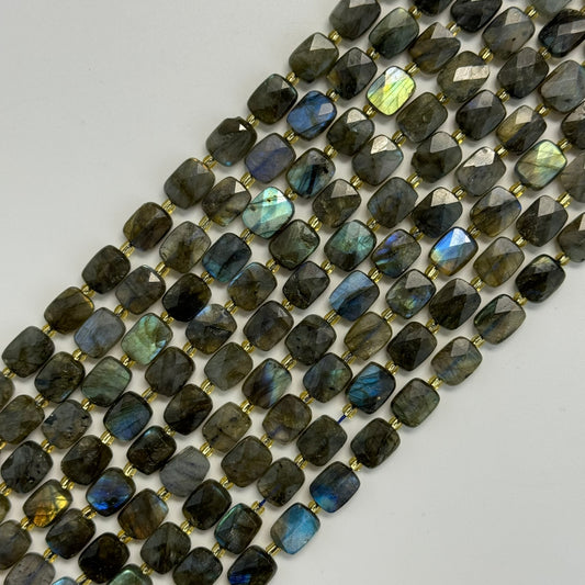 Faceted Labradorite Beads - Rectangular Cushion Cut Beads (AAA Quality)