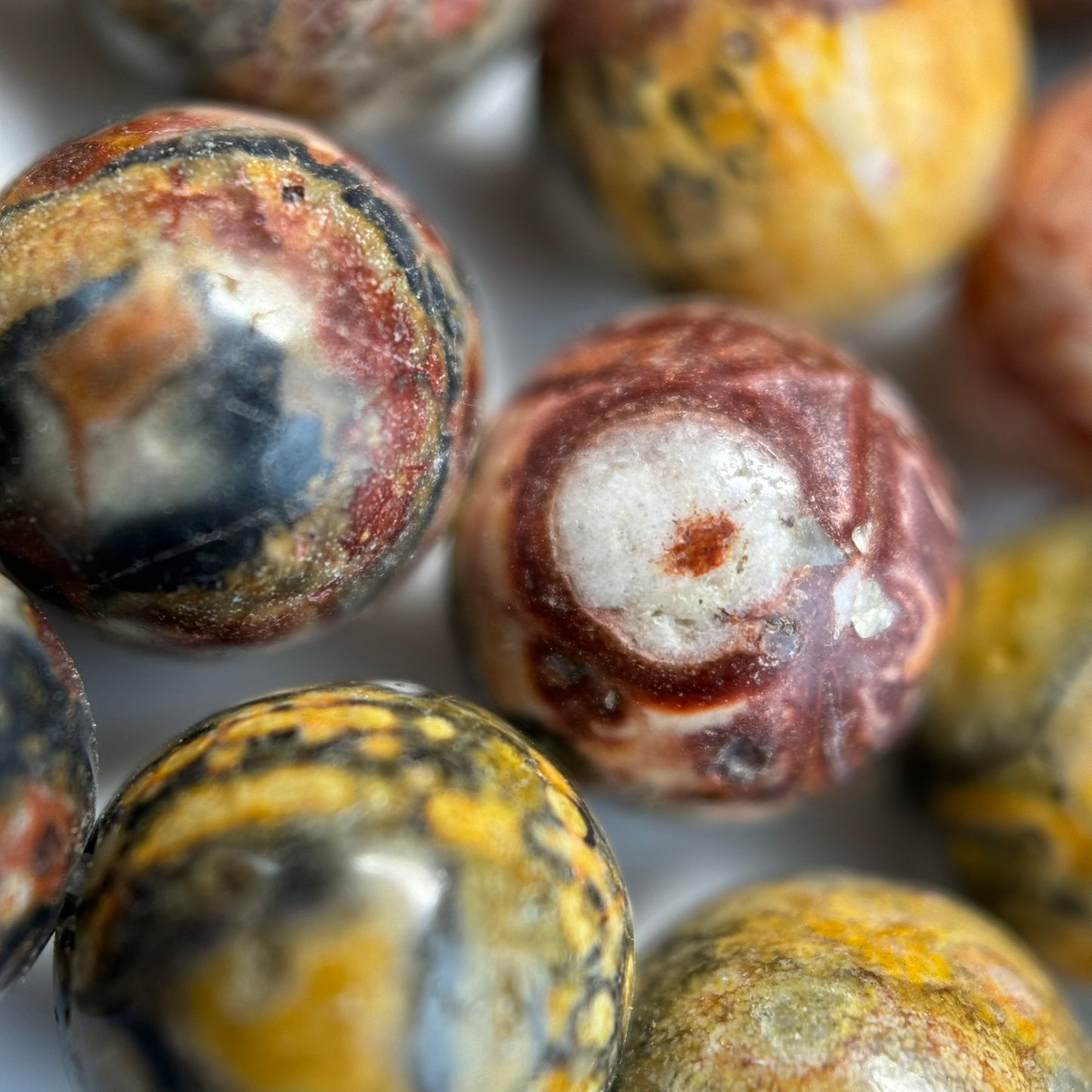 Red Leopard Skin Jasper Polished Round Beads image 1
