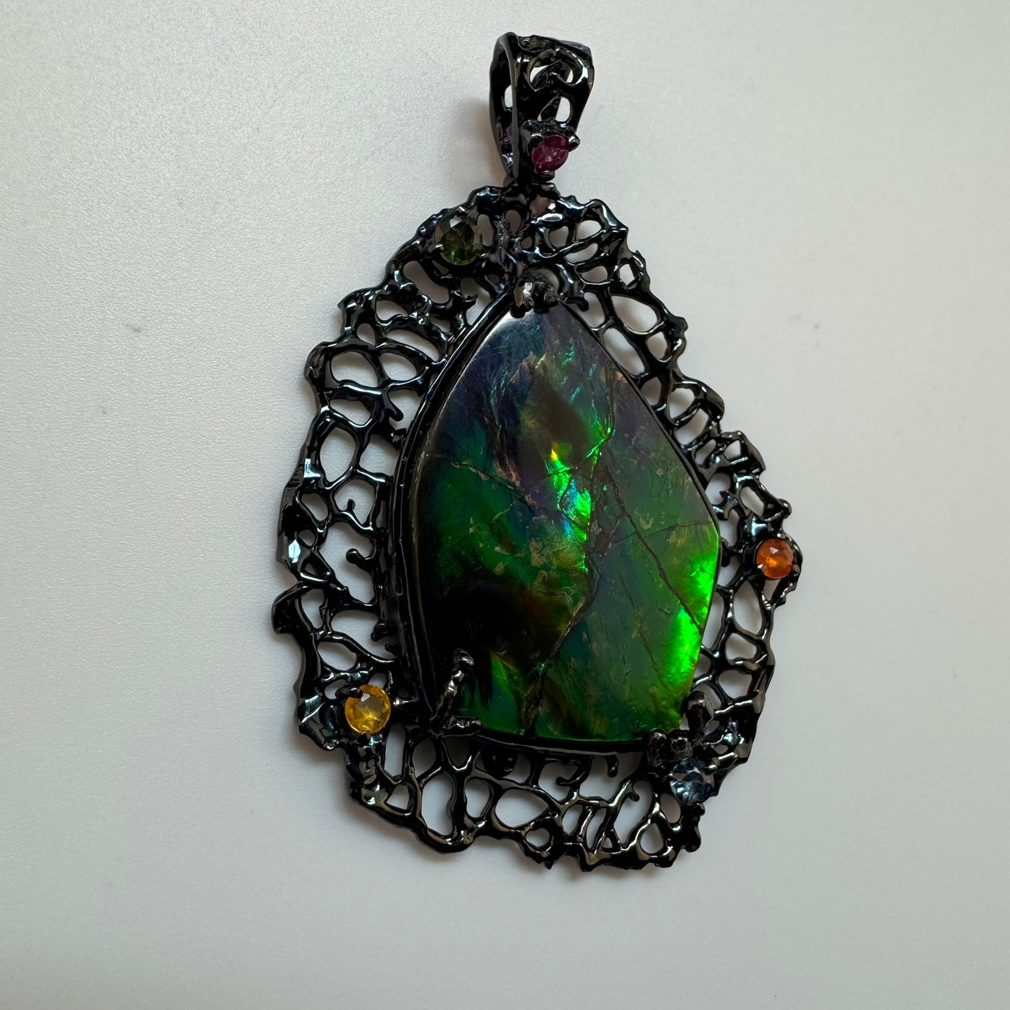 Ammolite Pendant with Multicolor Sapphires image 5