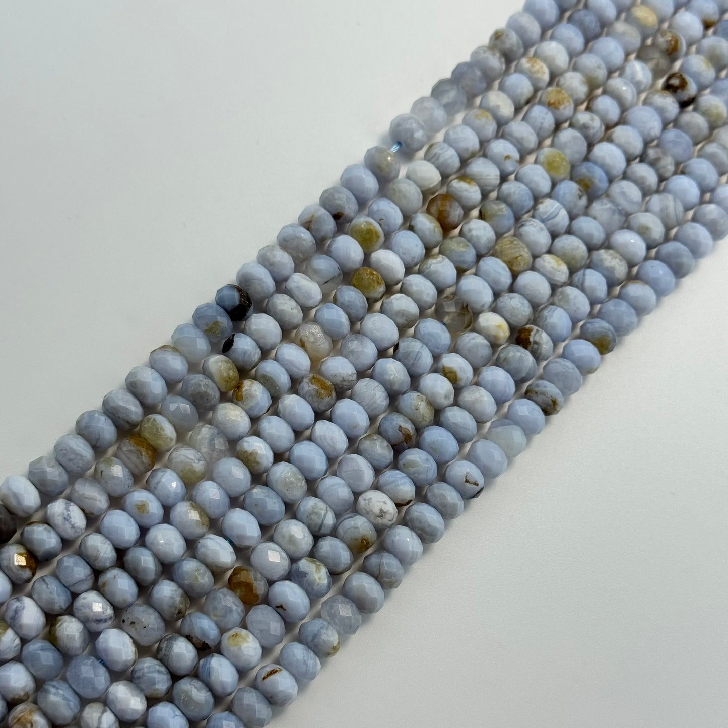 Blue Lace Agate Faceted Rondelle Beads image 4