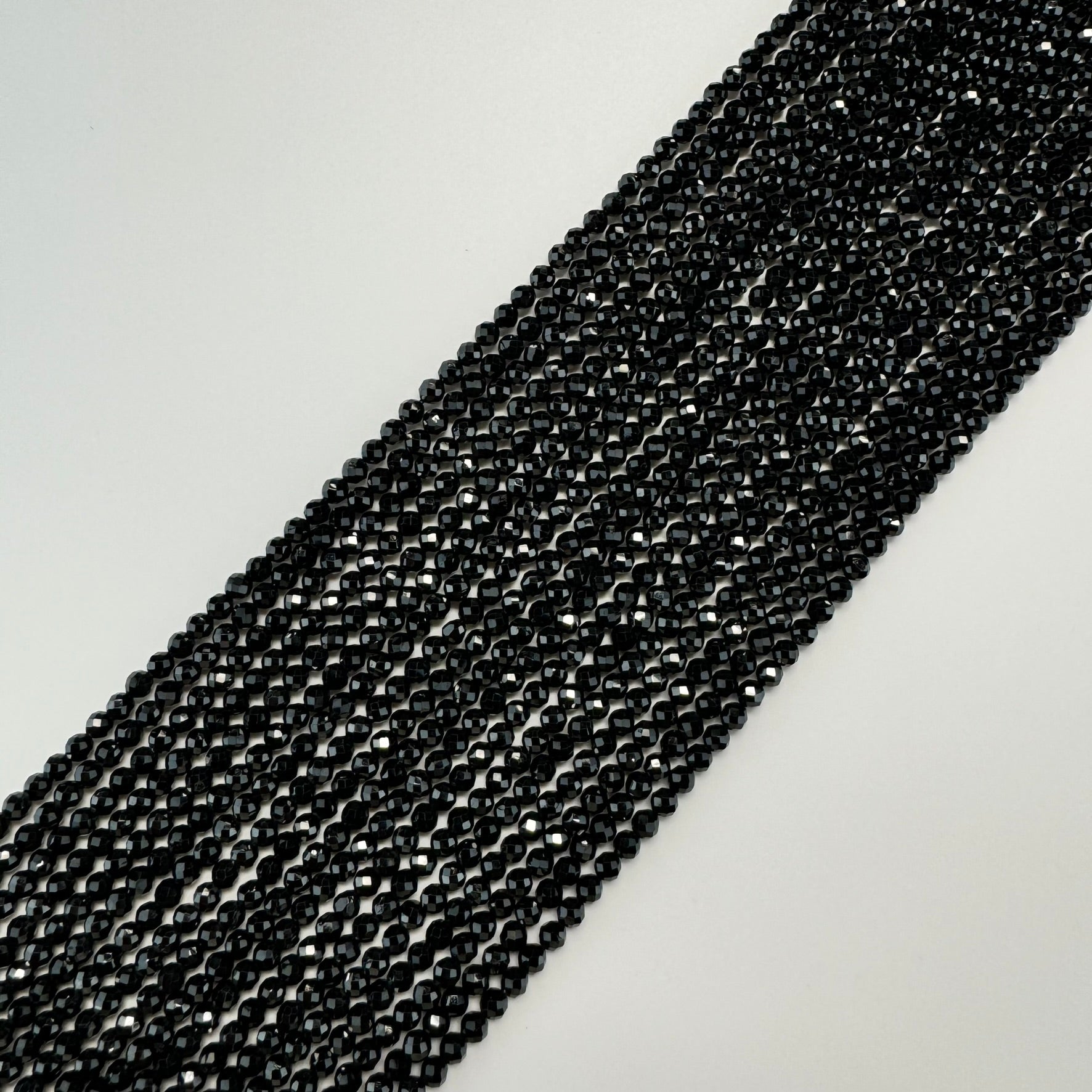 Black Spinel Faceted Round Beads 2.5-4.5mm image 4