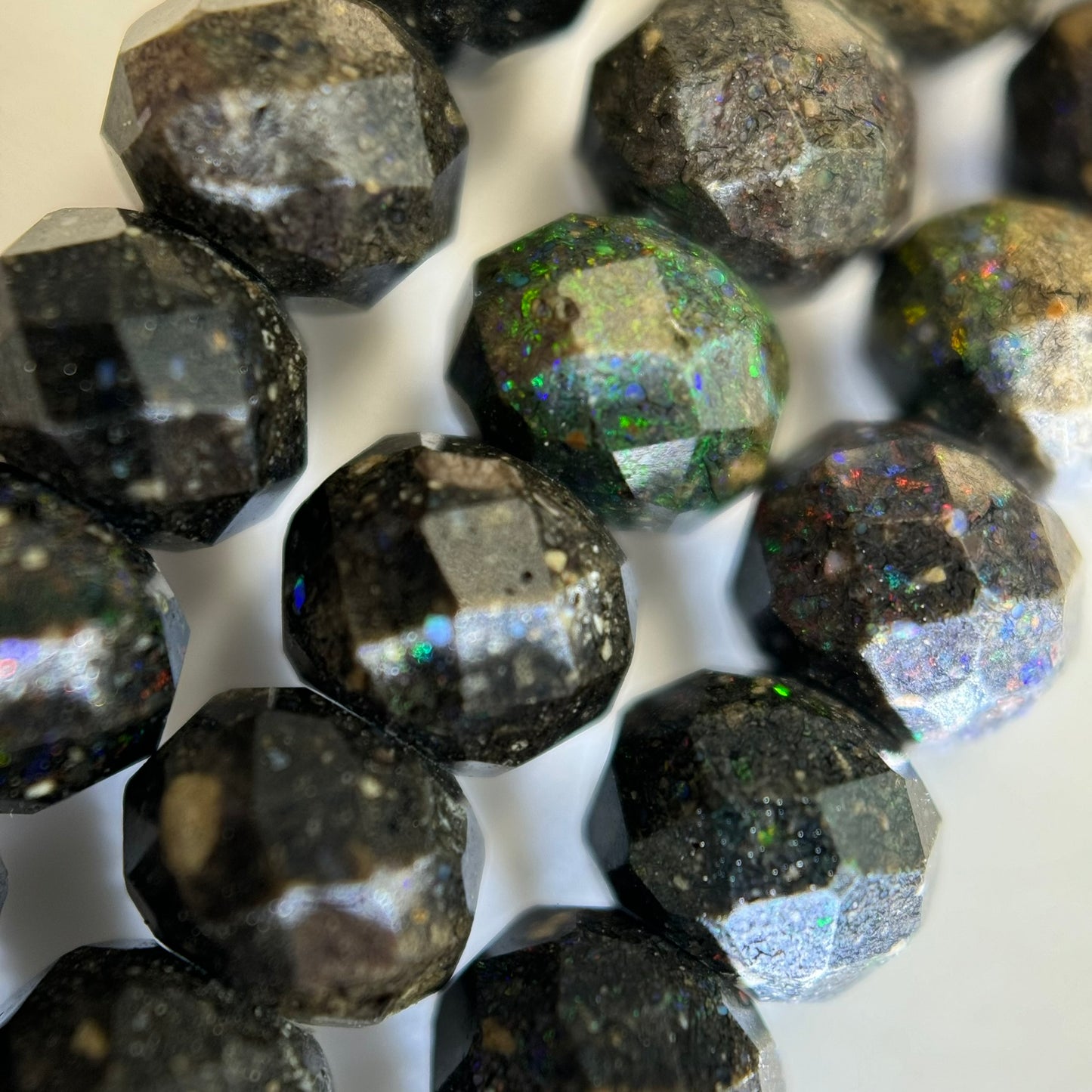 Black Opal Faceted Rondelle Beads image 7