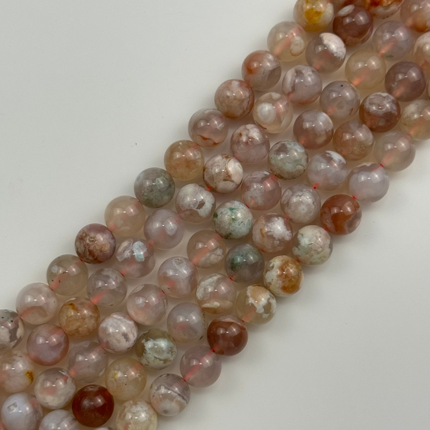 Green Sakura Agate Polished Round Beads image 2