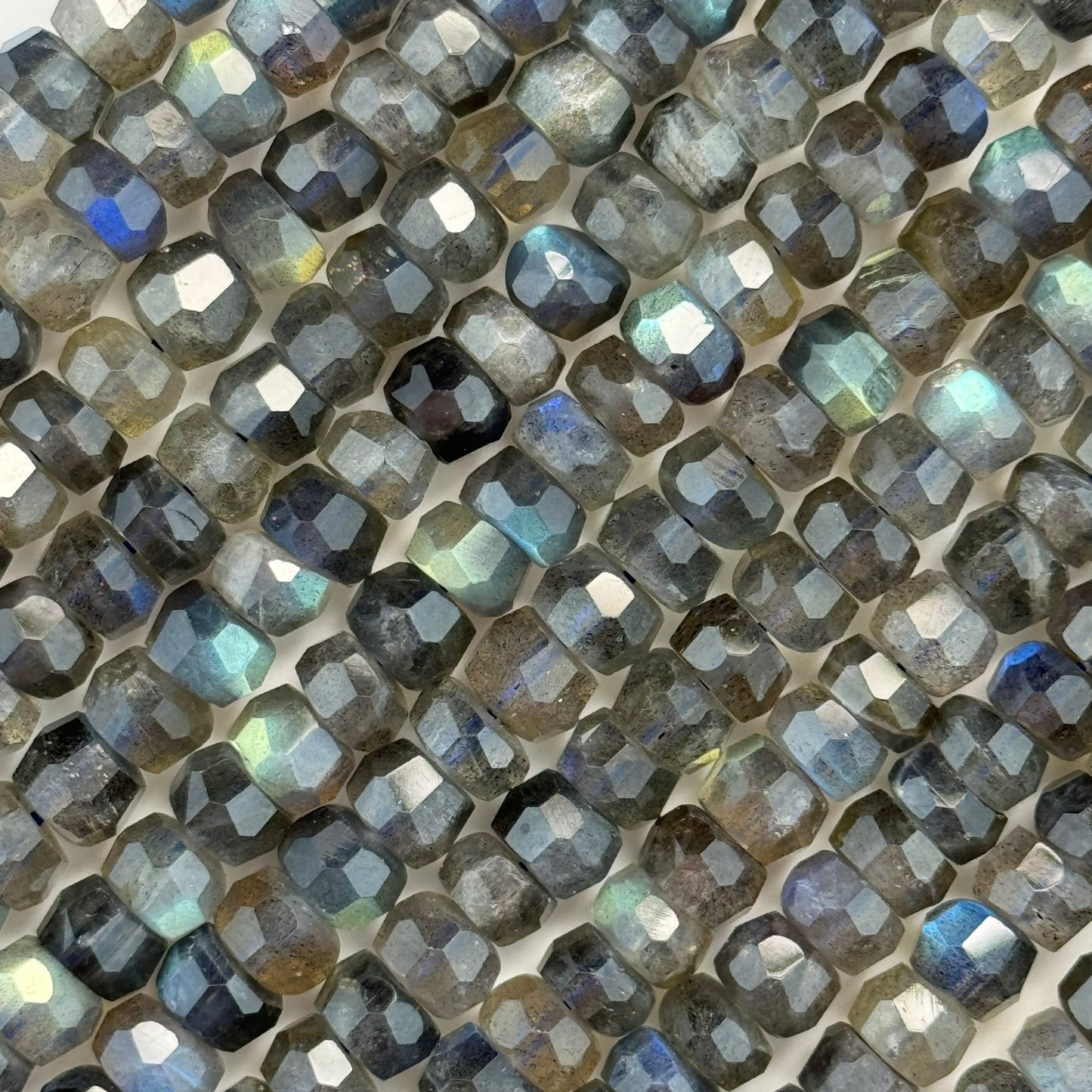 Labradorite Single Cut Faceted Rondelle Beads (High Quality) image 11