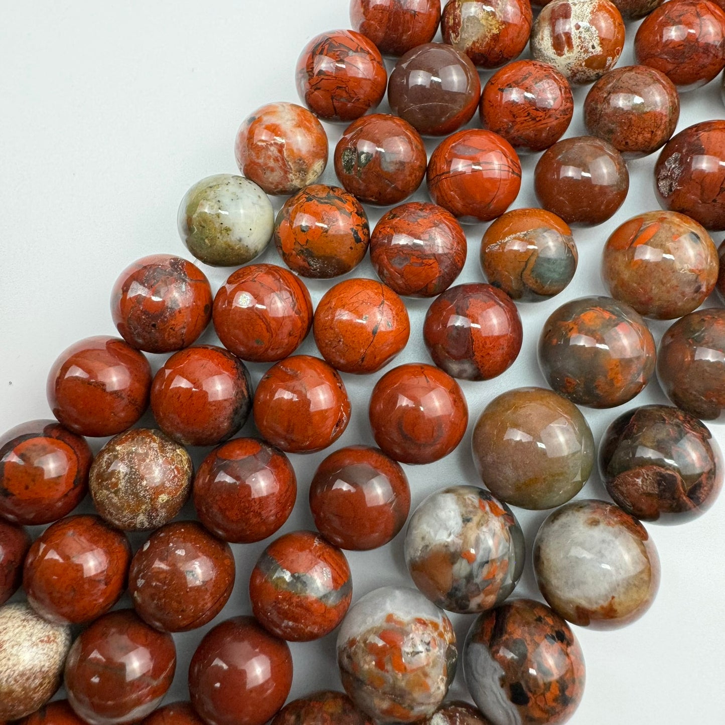 Red Flower Jasper Polished Round Beads image 0