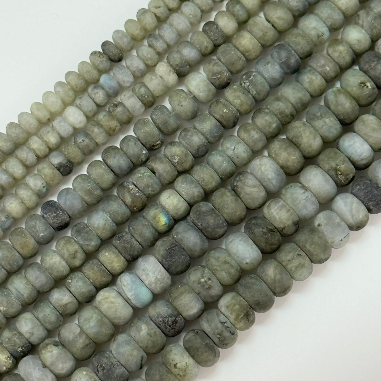 Labradorite Frosted Rondelle Beads image 0