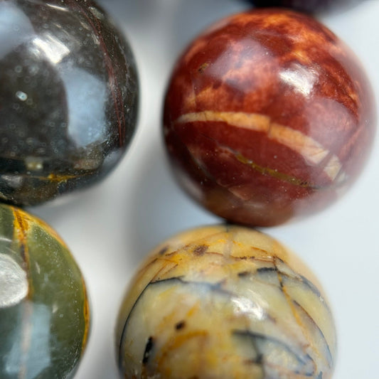 Jasper Red Polychrome Polished Round Beads (AA Quality)