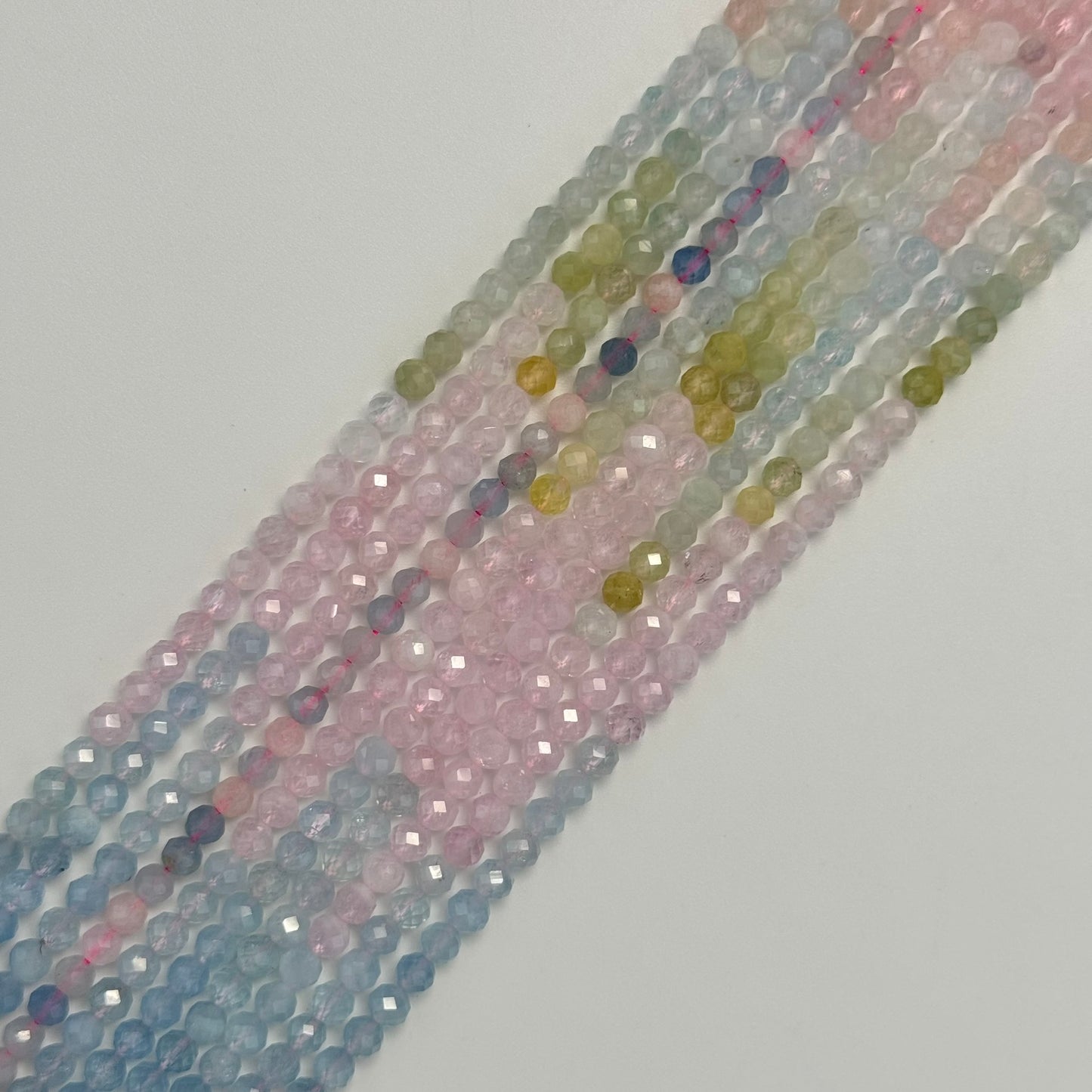 Morganite Aquamarine Faceted Round Beads - AAA Quality image 5