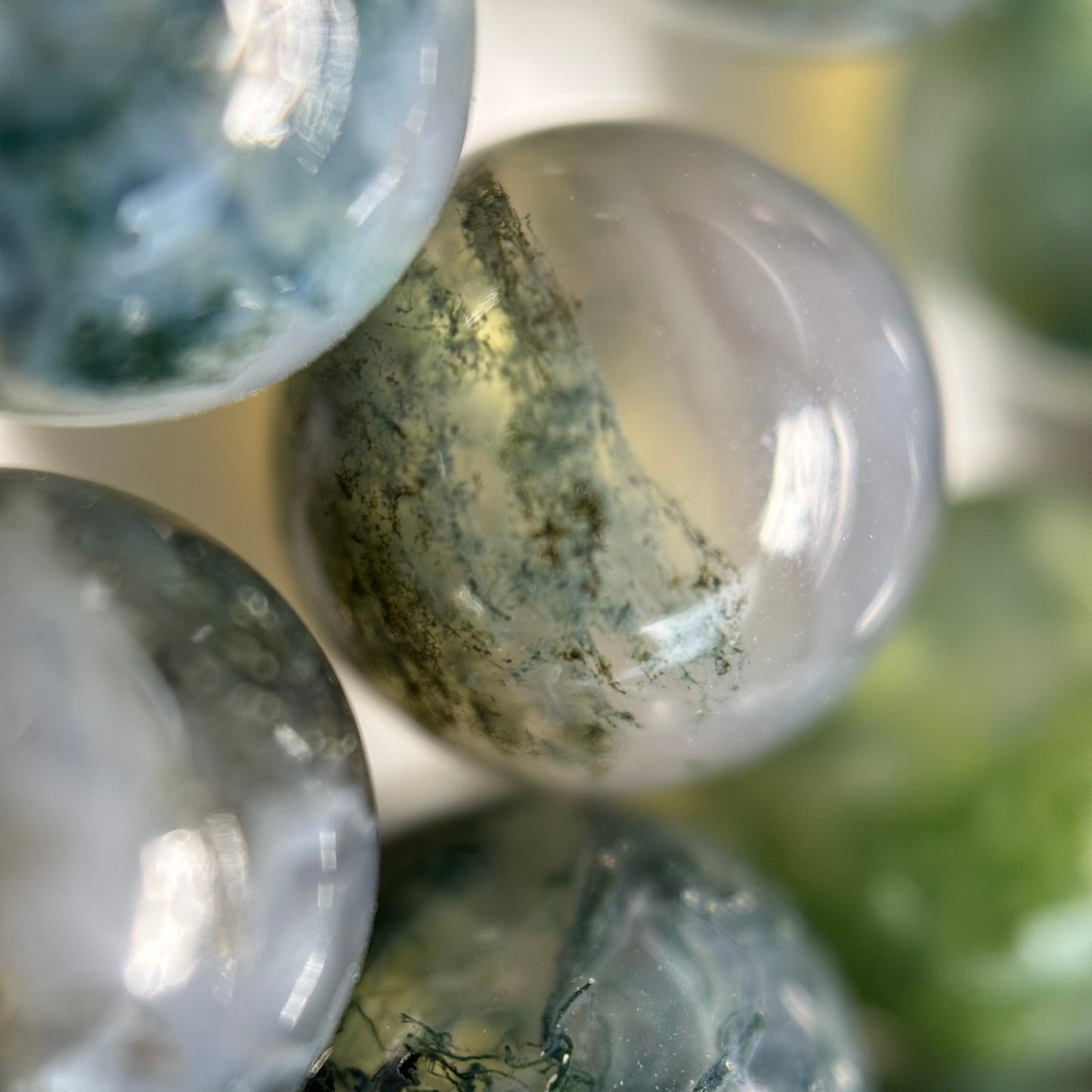 Moss Agate Polished Round Beads - AAA Quality image 5