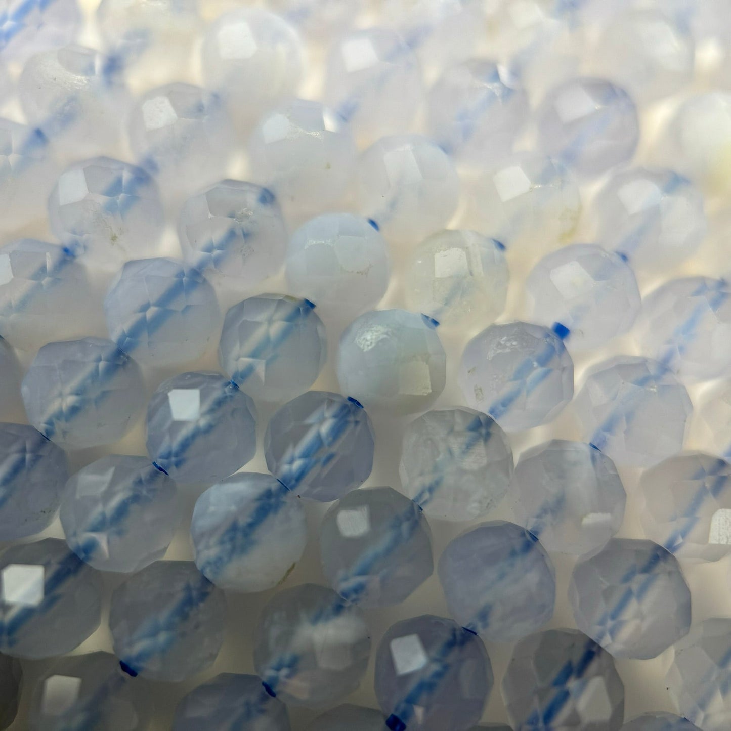 Blue Lace Agate Faceted Round Beads image 7