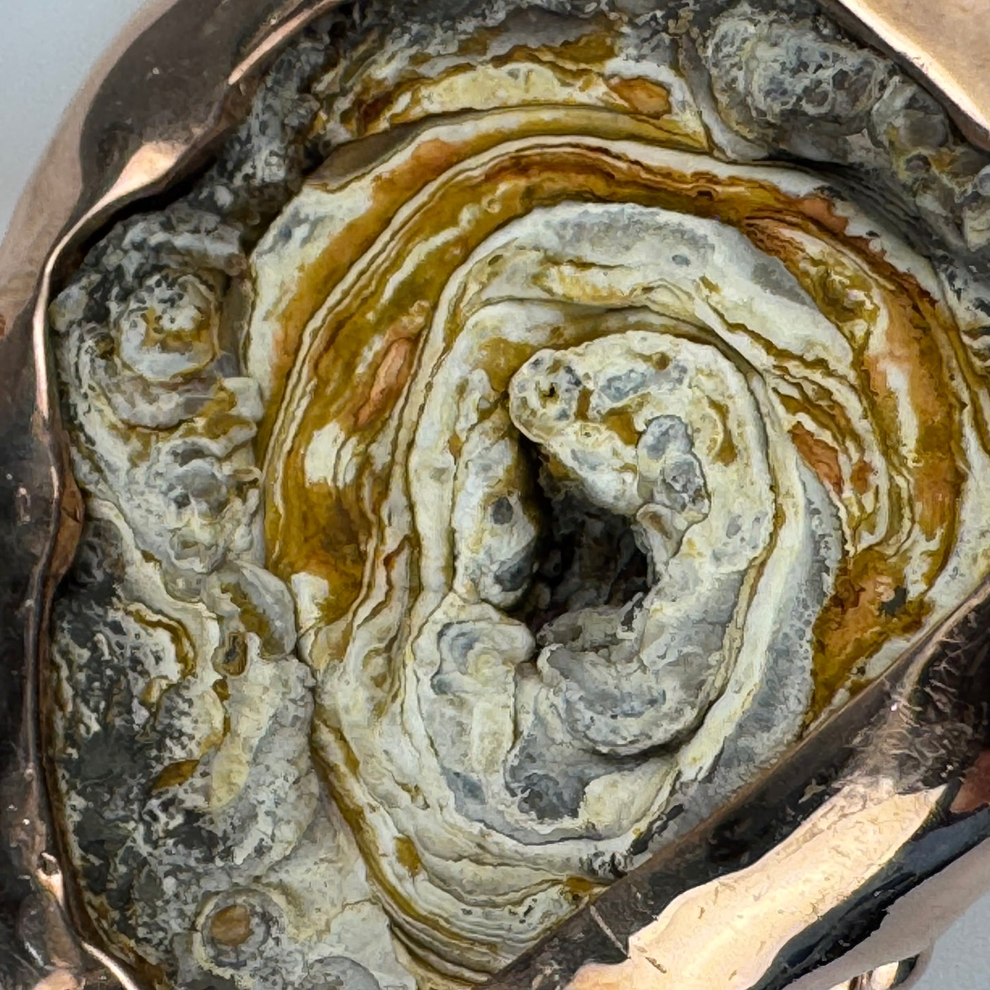 Druzy Chalcedony Quartz Coral Reef Pendant with Blue Sapphire(Rose Gold Plating) image 9