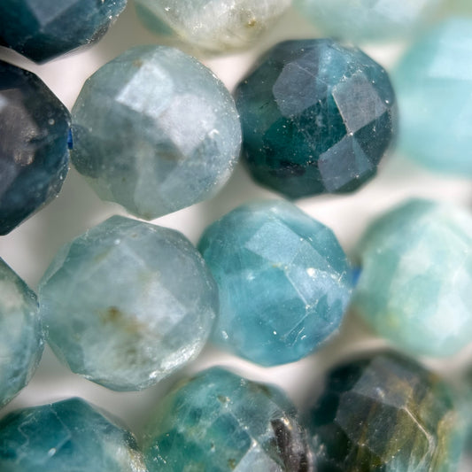 Blue Tourmaline Faceted Round Beads
