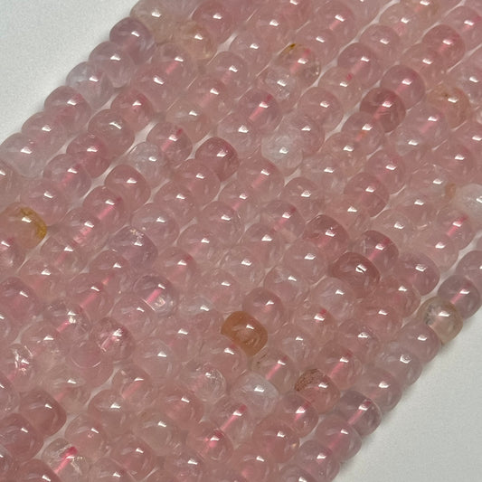 Rose Quartz Flat Rondelle Polished Beads