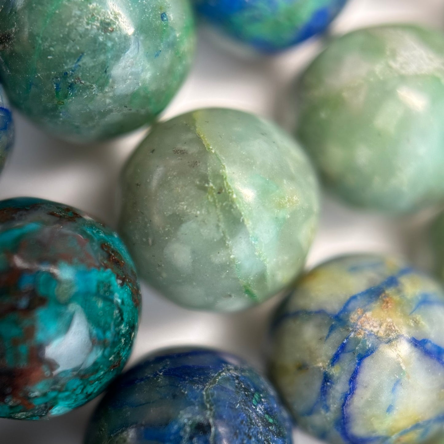 Bluish Azurite and Chrysocolla Polished Round Beads image 4