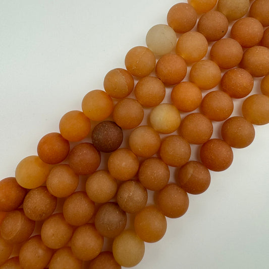 Orange Aventurine Quartz Frosted Round Beads image 0