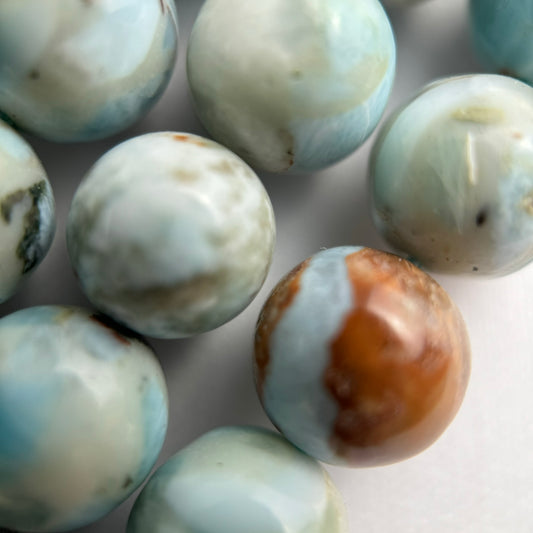 Larimar Polished Round Beads (B Quality)