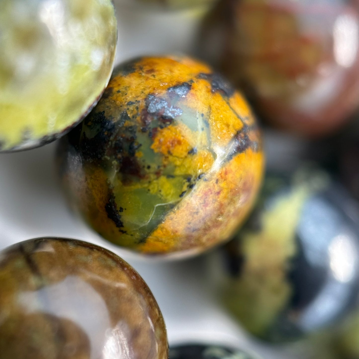 Green Dendritic Opal Polished Round Beads image 8