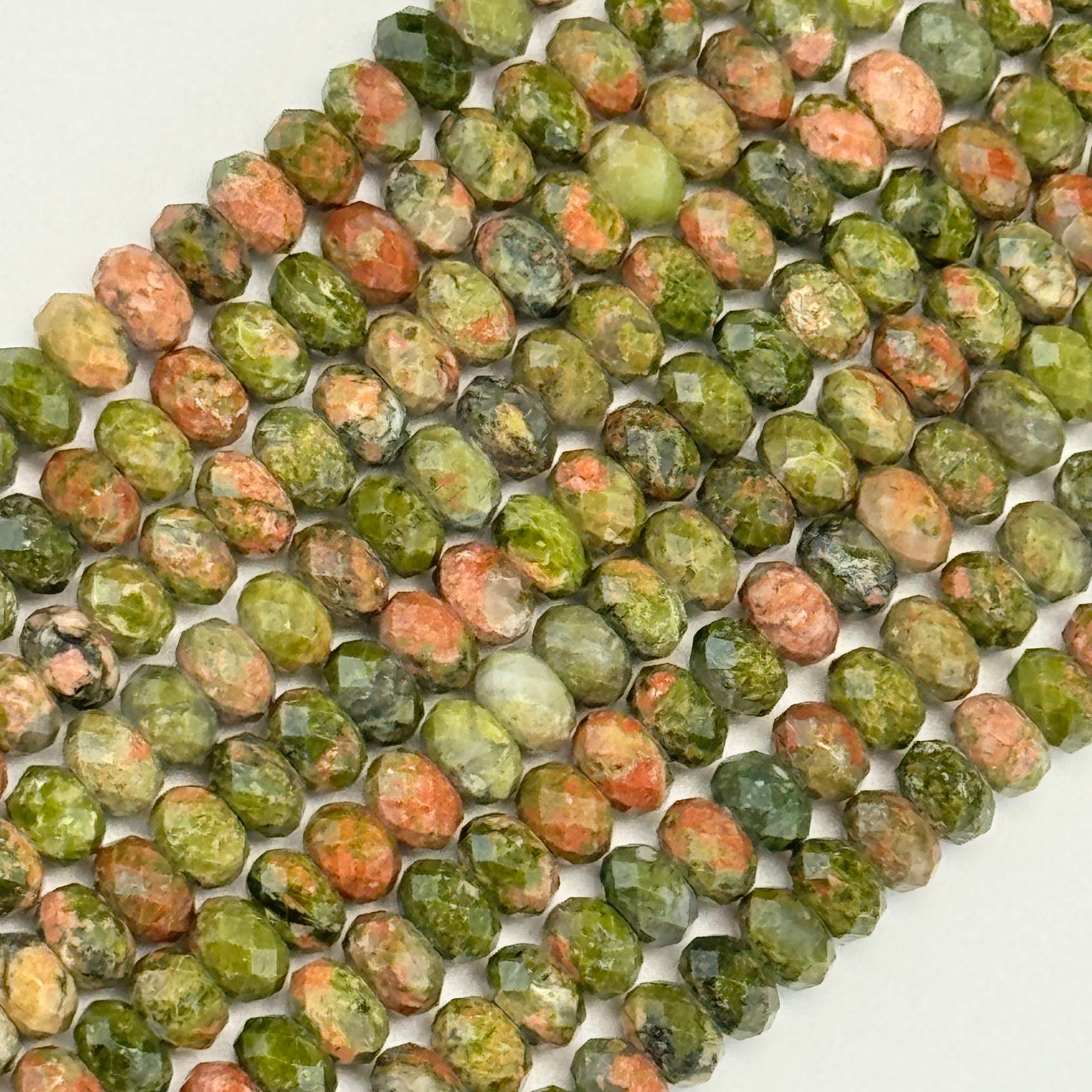 Faceted Unakite Rondelle Beads (6x4mm) image 3