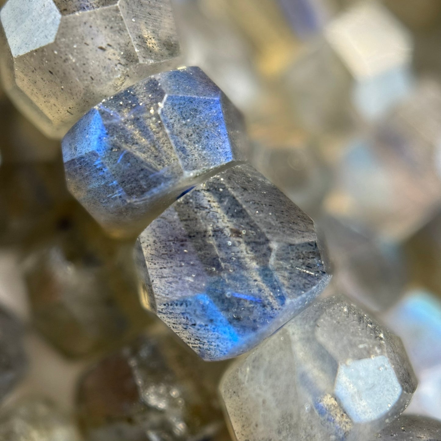 Labradorite Single Cut Faceted Rondelle Beads ( AA Quality) image 1