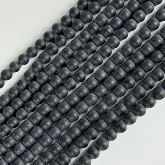 Black Onyx Frosted Round Beads