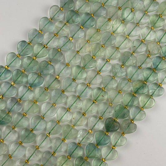 Green Fluorite Faceted Heart 12Ãâ€â€ÂÂ12 mm Beads image 0