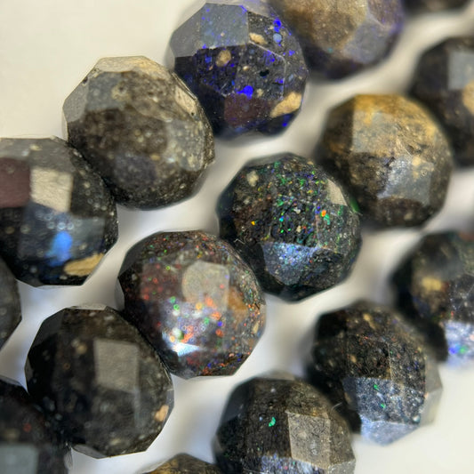 Black Opal Faceted Rondelle Beads