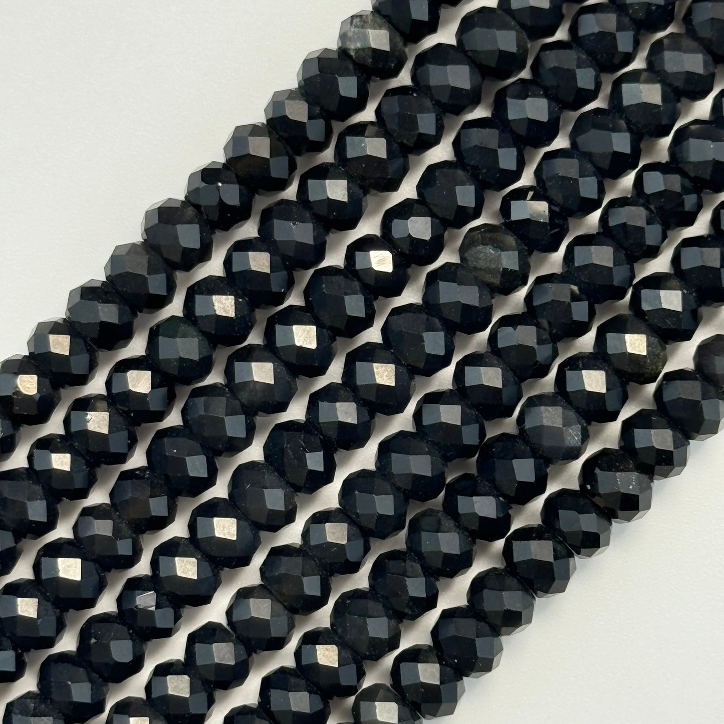 Obsidian Faceted Rondelle Beads image 0
