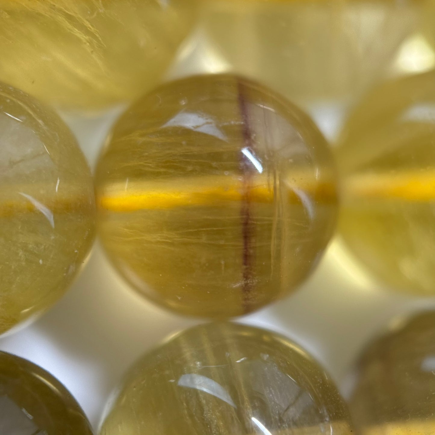 Yellow Fluorite AAA Polished Round Beads image 4