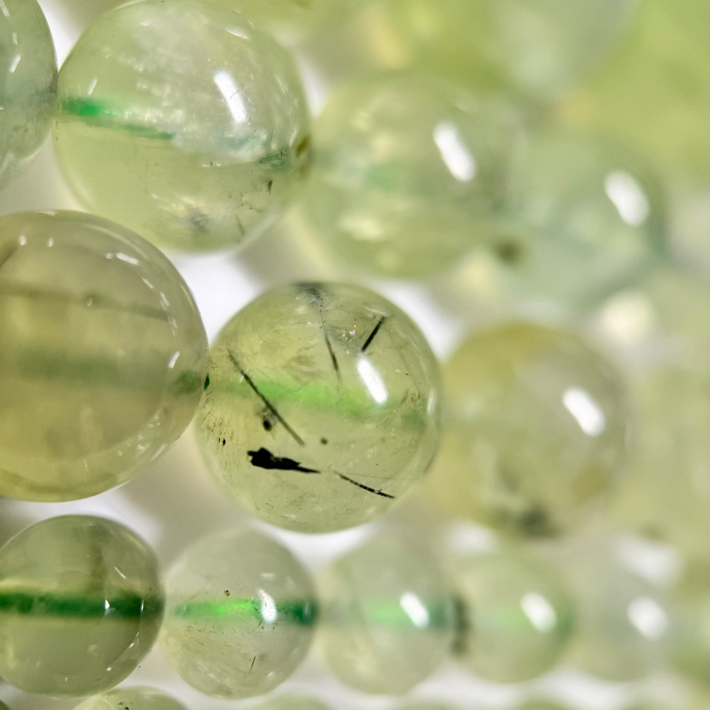 Prehnite with Epidote Polished Round Beads image 5