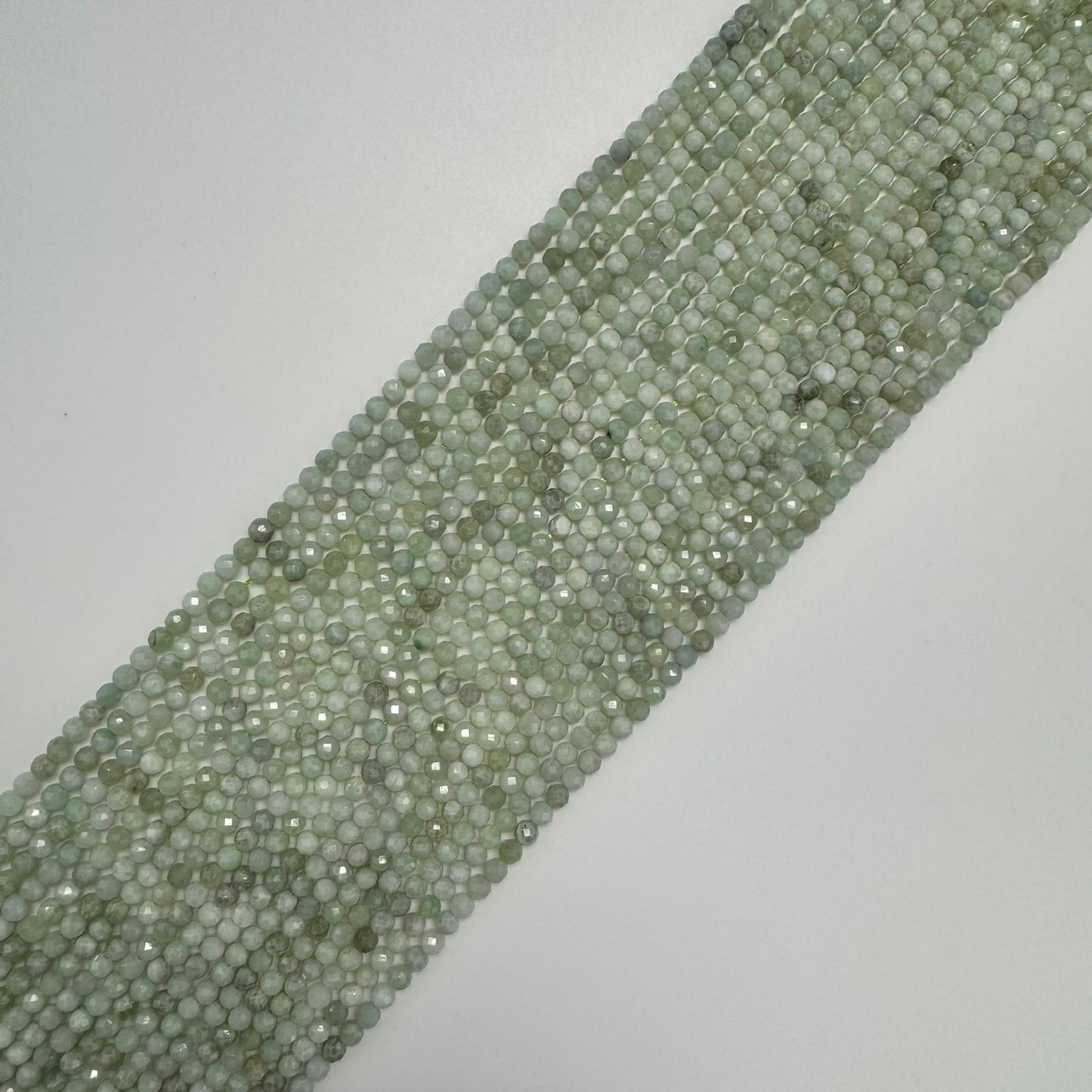 Burmese Green Jade Faceted Round Beads image 6