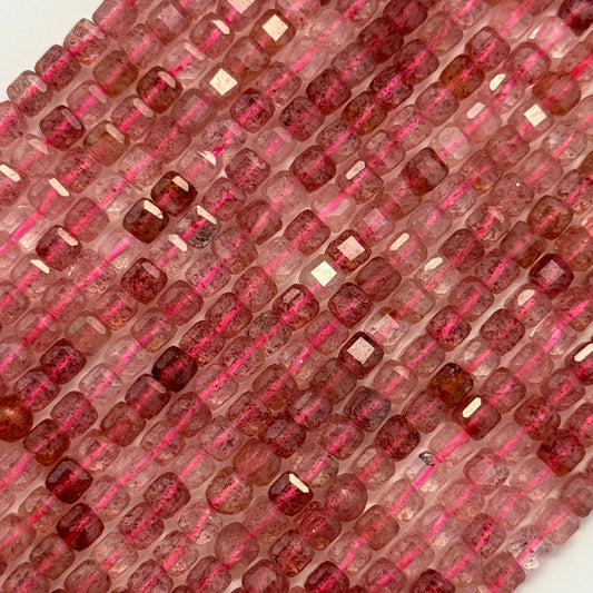 Strawberry Quartz Square Beads