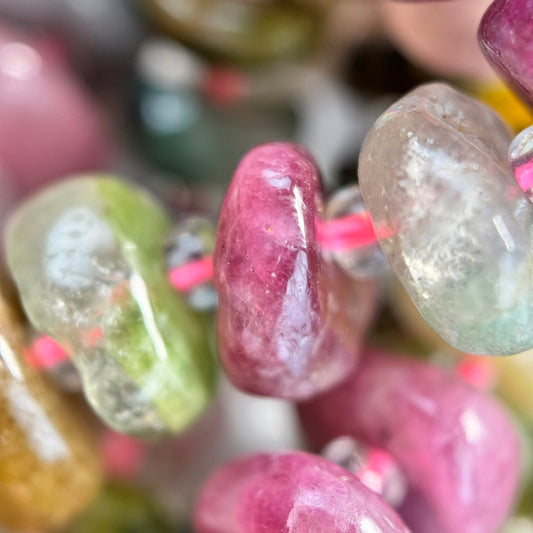 Mixed Tourmaline Polished Blade Beads