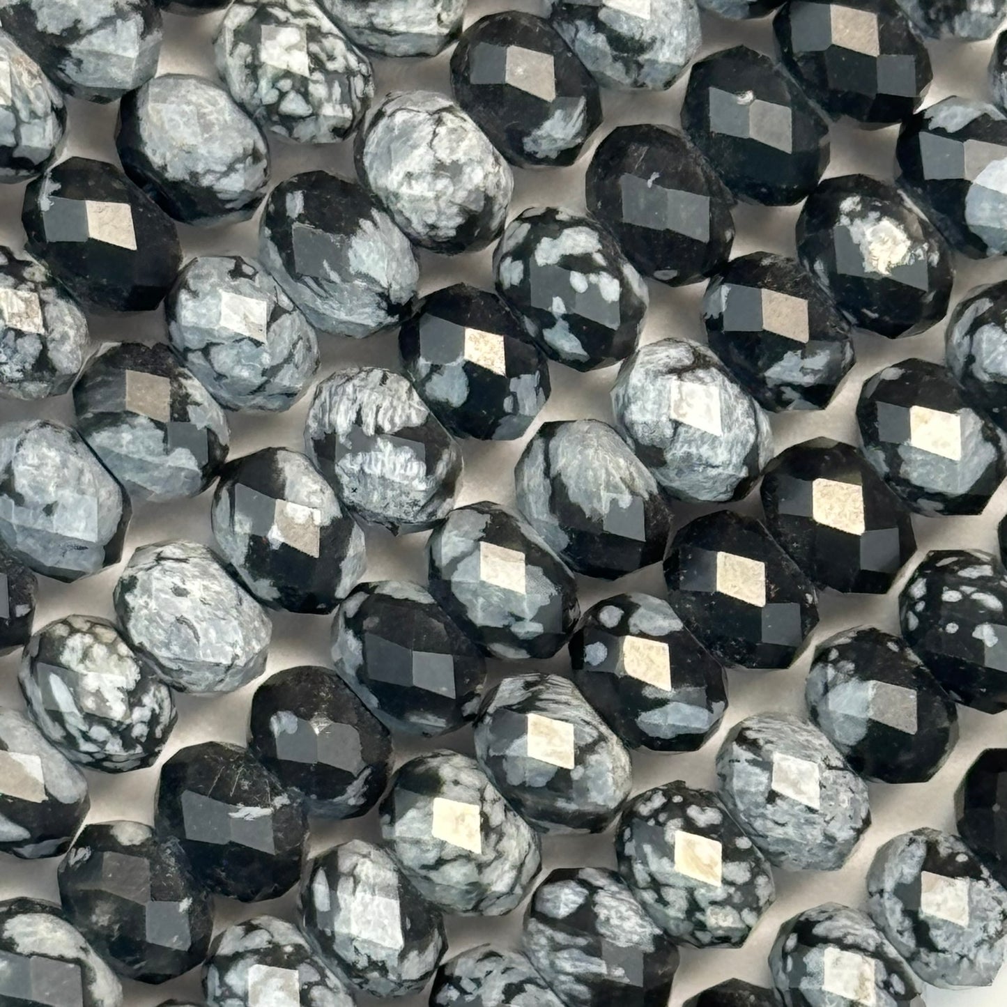 Snowflake Obsidian Faceted Rondelle Beads image 1