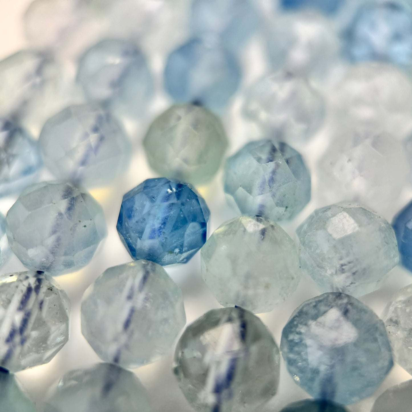 Aquamarine Faceted Round Gemstone Beads - AAA Quality image 3
