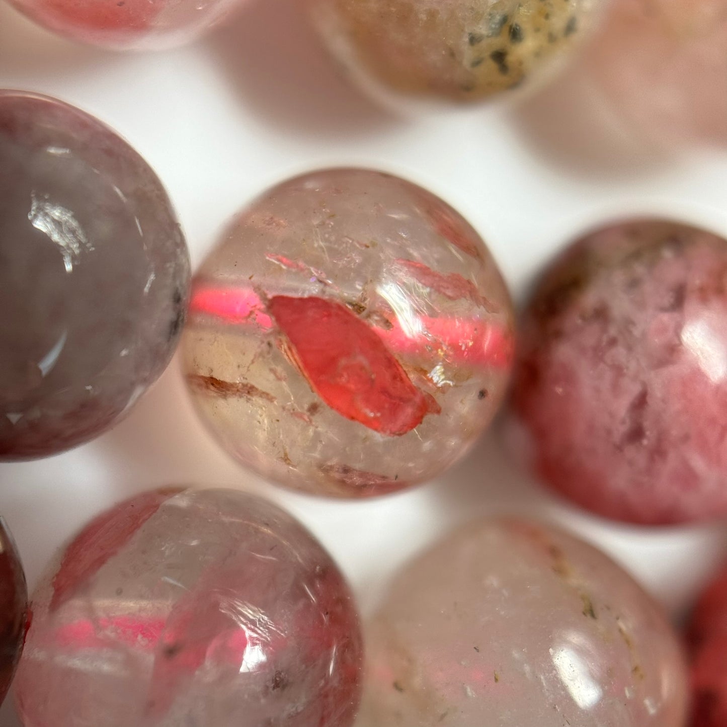 Sakura Rhodonite Polished Round Beads - Color A image 1