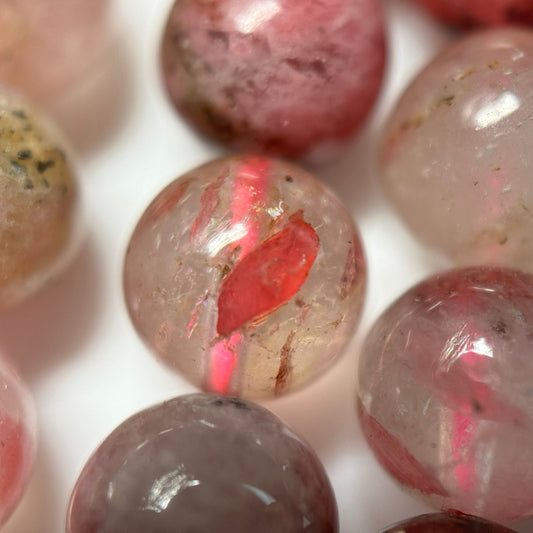 Sakura Rhodonite Polished Round Beads - (A Quality)