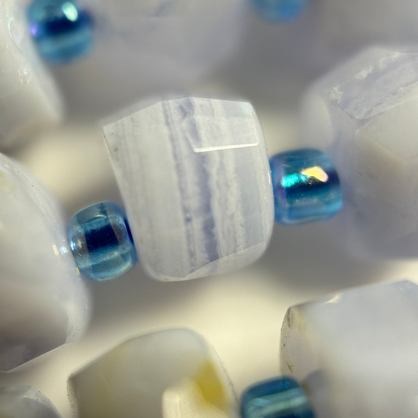 Natural Blue Lace Agate Faceted Rondelle Beads (8x4mm) image 5