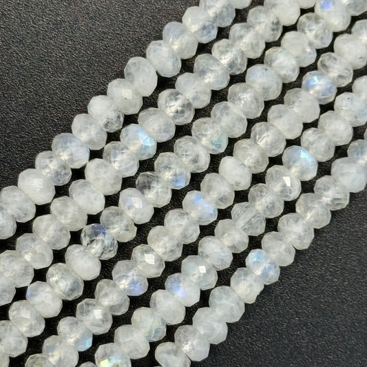 Rainbow Moonstone Faceted Rondelle Beads (AA Quality) image 0