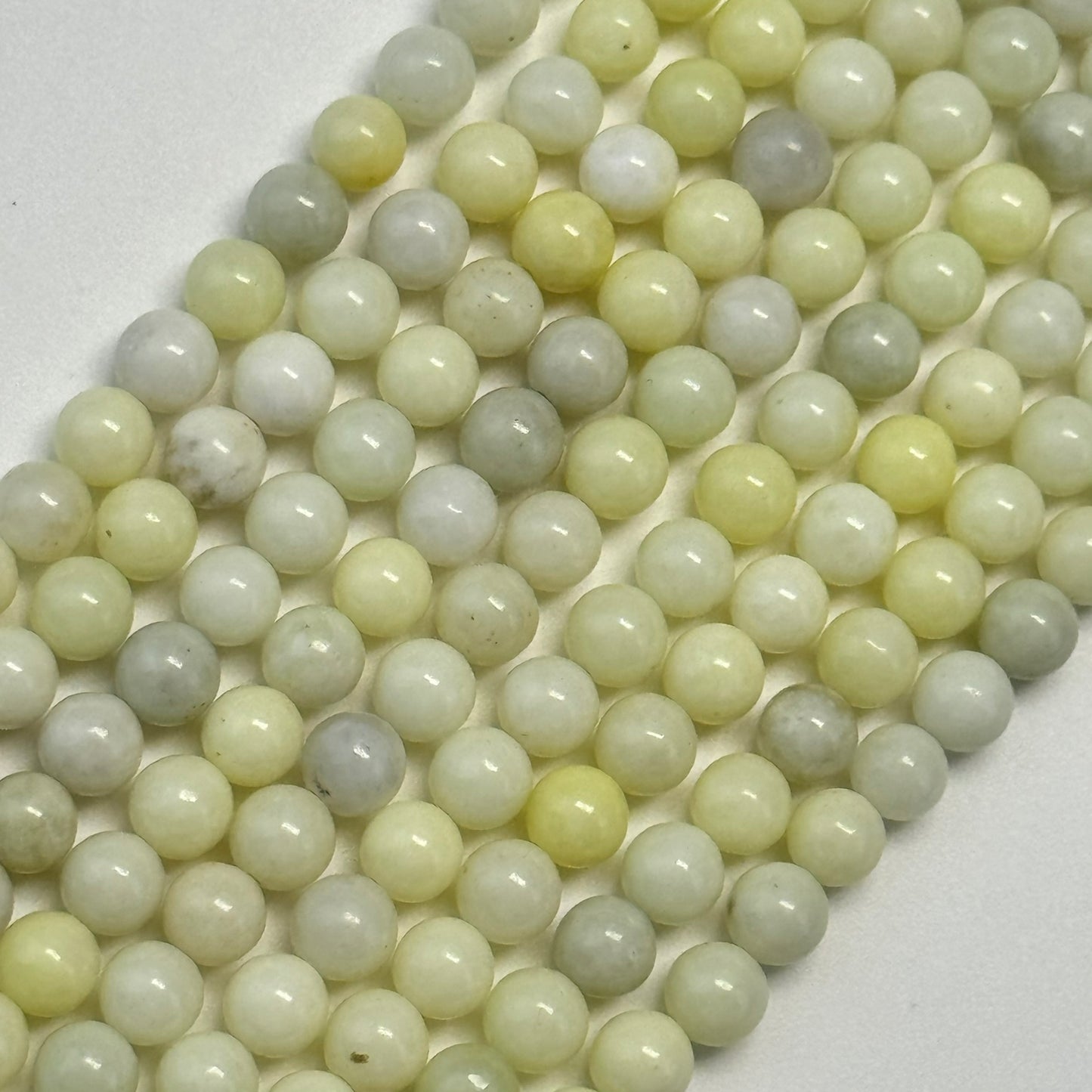 Light Lemon Serpentine Polished Round Beads image 0