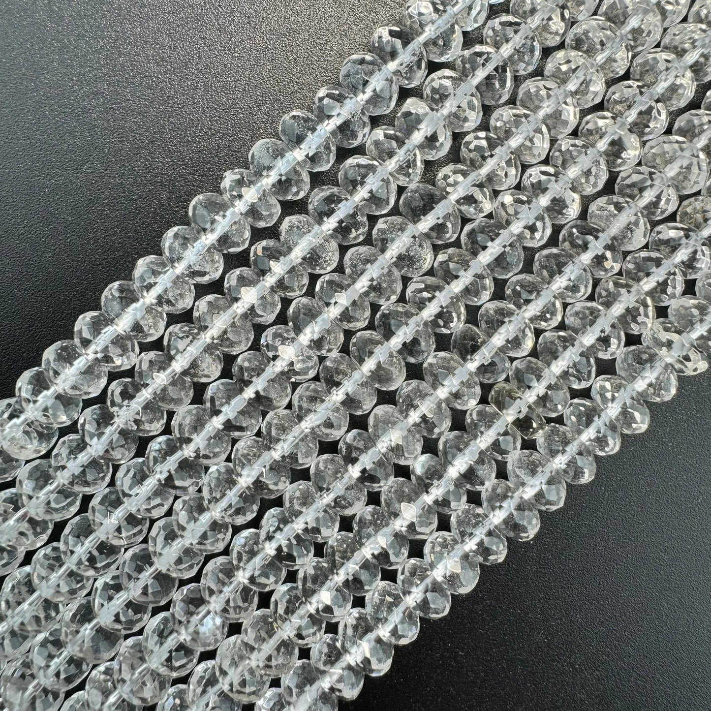 Faceted Clear Quartz Rondelle Beads image 3