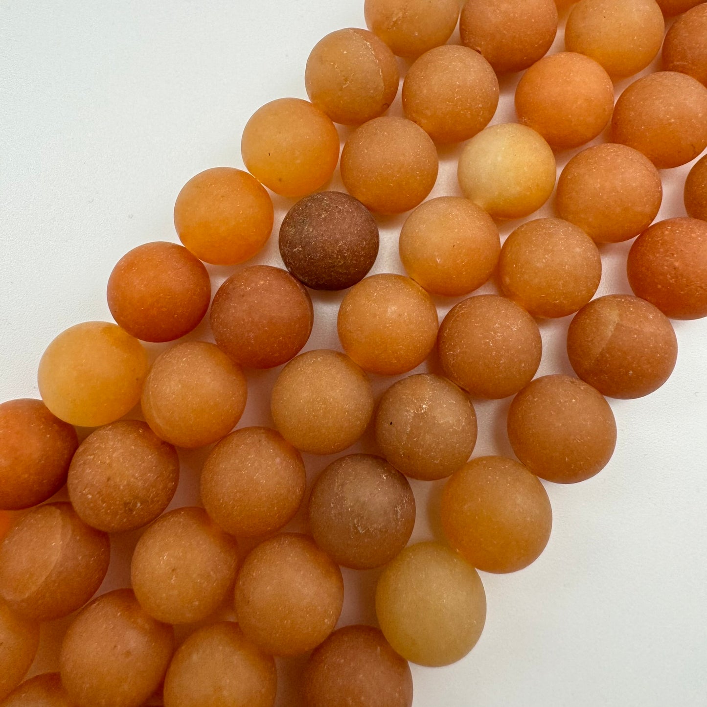 Orange Aventurine Quartz Frosted Round Beads image 2
