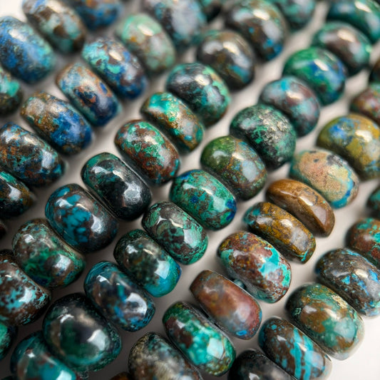 Shattuckite Rondelle Polished Beads- Most Rare Gemstone - (AAA Quality)