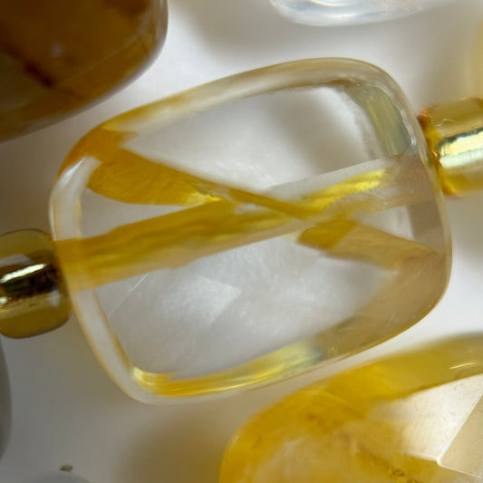 Golden Healer Quartz Rectangular Faceted Cushion Cut Beads