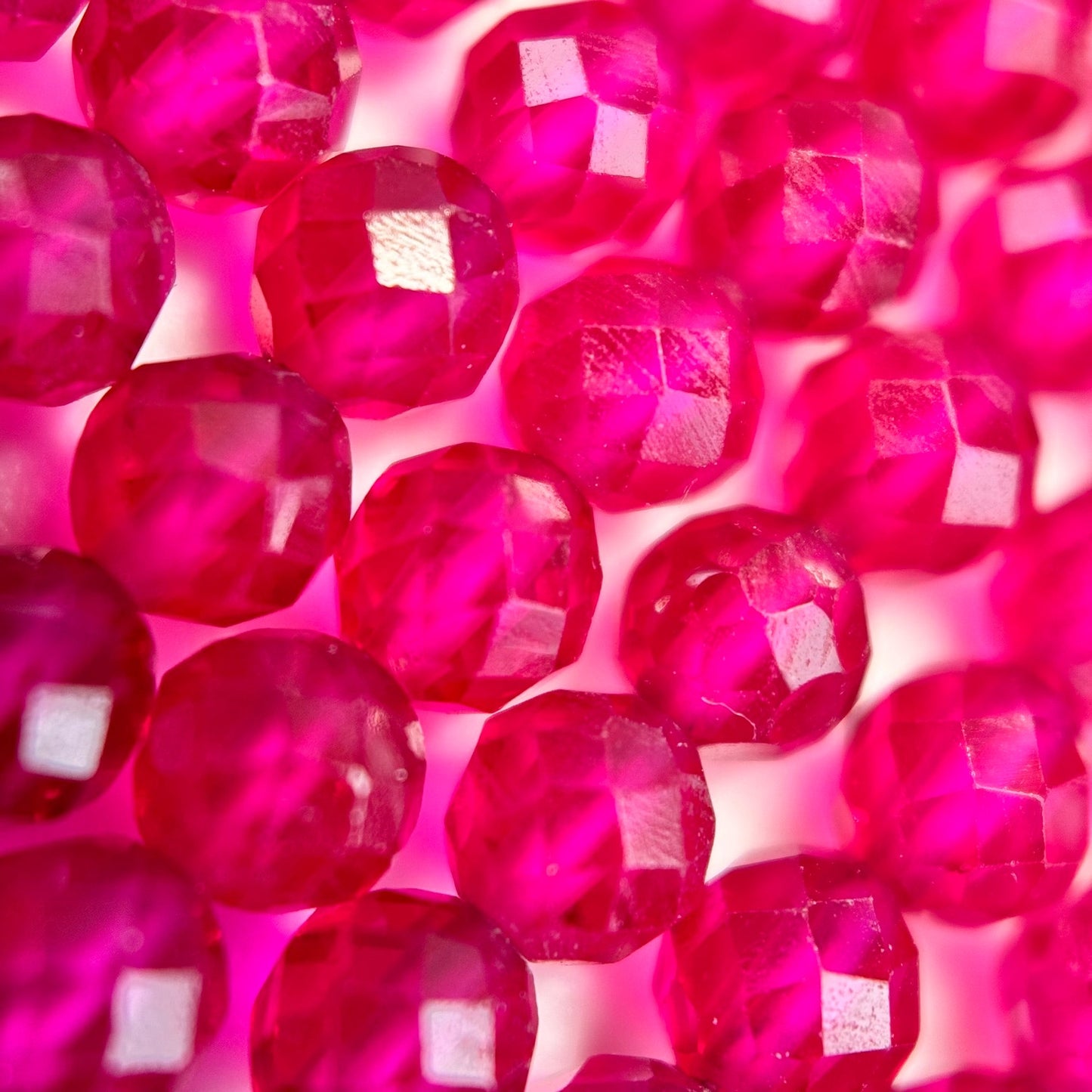 Synthetic Ruby Faceted Round Beads image 6