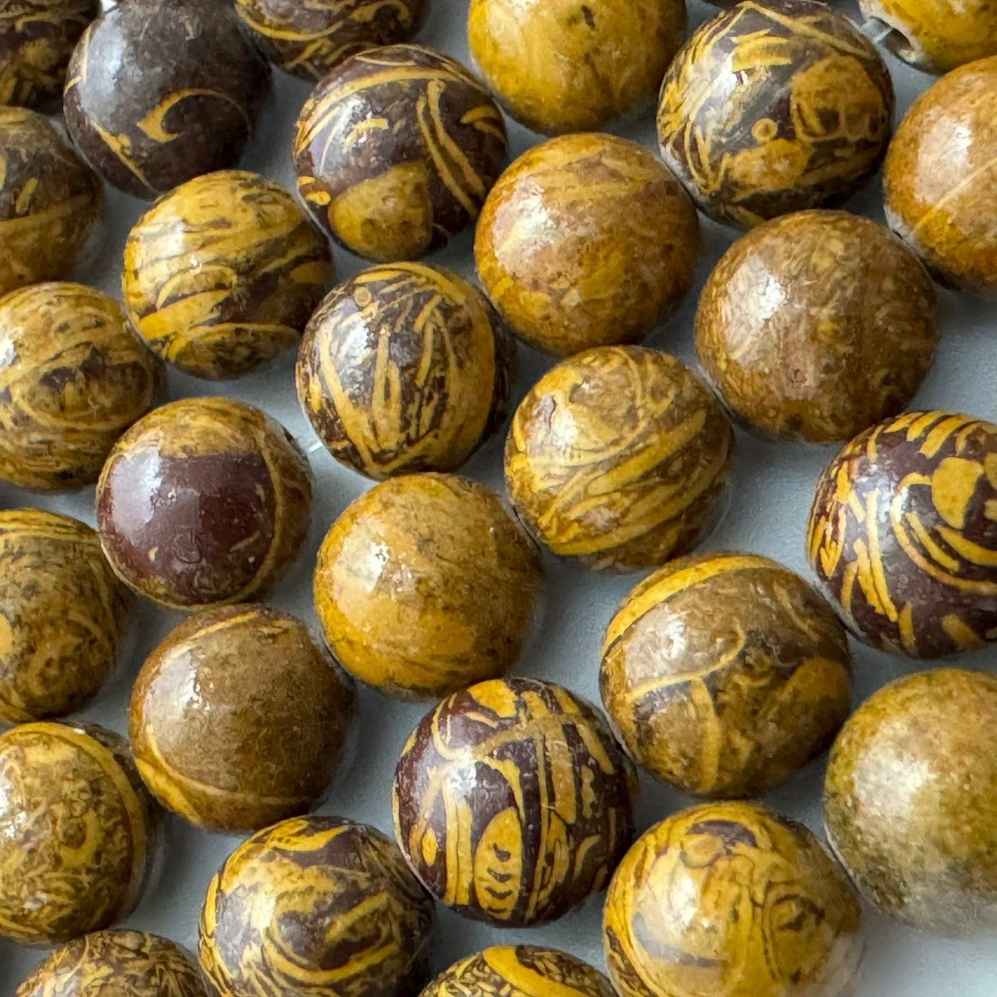 Calligraphy Stone Polished Round Beads image 5