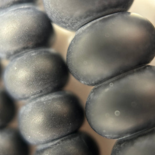 Black Onyx Frosted Rondelle Beads