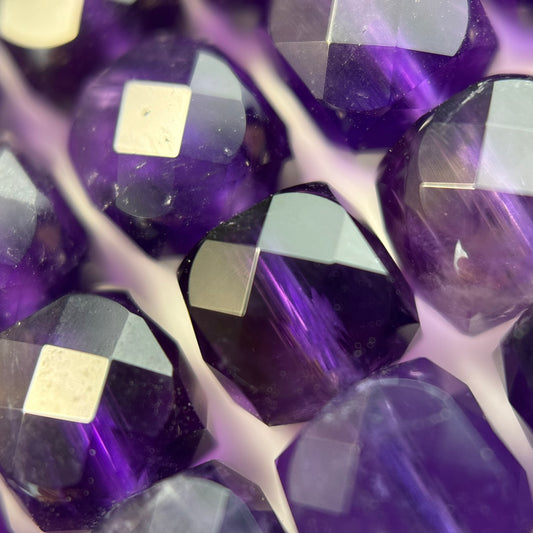 Amethyst Faceted Square Beads